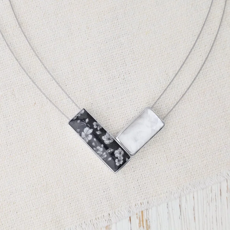 titanium spinner ring anxiety relief Black & White Kimono Magnetic V Pendant