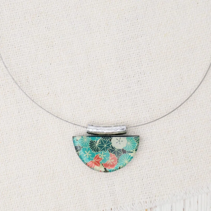 stackable gold bangle set Green Kimono Half Moon Pendant