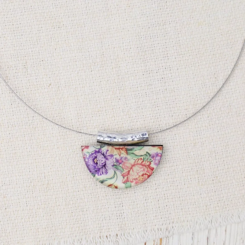 handmade gold nugget ring Purple Kimono Half Moon Pendant