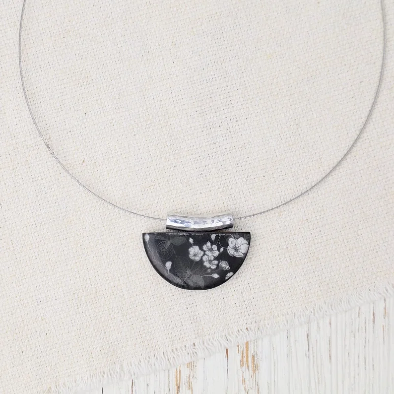 dainty snake ring gold Black & White Kimono Half Moon Pendant