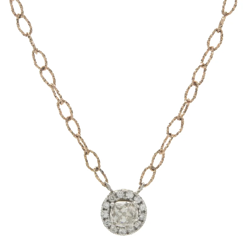 pearl and silver bracelet 14 Karat Rose and White Gold Old Mine Cut Diamond Halo Necklace