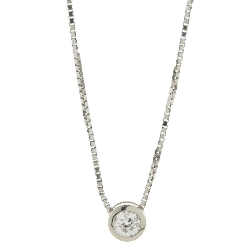 vintage cameo brooch jewelry 14 Karat White Gold Bezel Set Diamond Solitaire Necklace