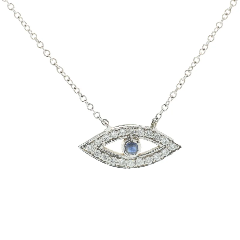 white topaz stacking rings 14 Karat White Gold Diamond and Sapphire Evil Eye Necklace