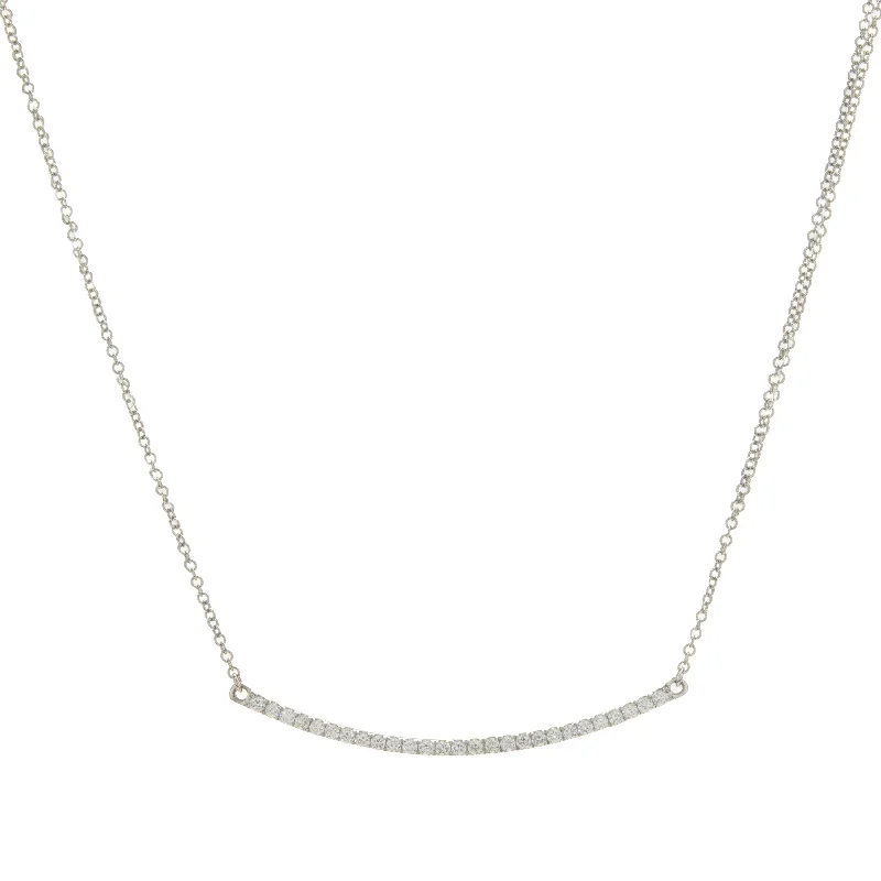 customized infinity bracelet 18 Karat White Gold Diamond Bar Necklace
