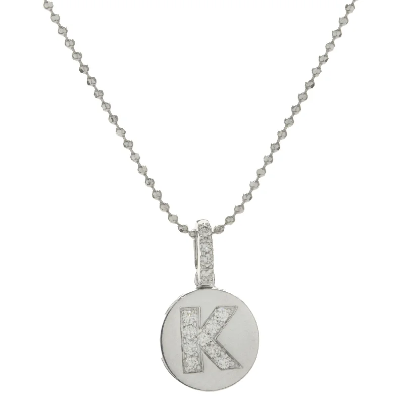 vintage diamond drop necklace 14 Karat White Gold Diamond “K” Necklace