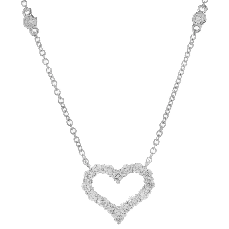 diamond halo engagement ring 14 Karat White Gold Diamond Open Heart Necklace