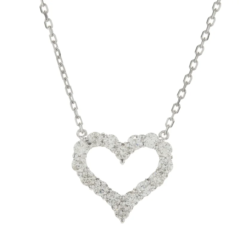 antique silver charm bracelet 14 Karat White Gold Diamond Open Heart Necklace