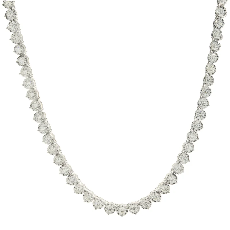 celestial constellation necklace silver 14 Karat White Gold Illusion Set Diamond Inline Tennis Necklace