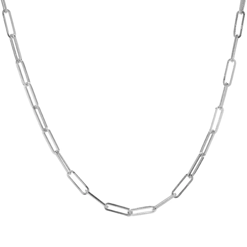 custom initial pendant necklace 14 Karat White Gold Paperclip Link Chain Necklace