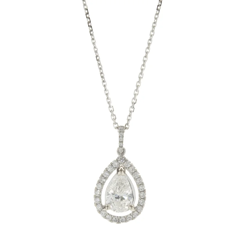 infinity knot wedding band 14 Karat White Gold Pear Diamond Halo Necklace