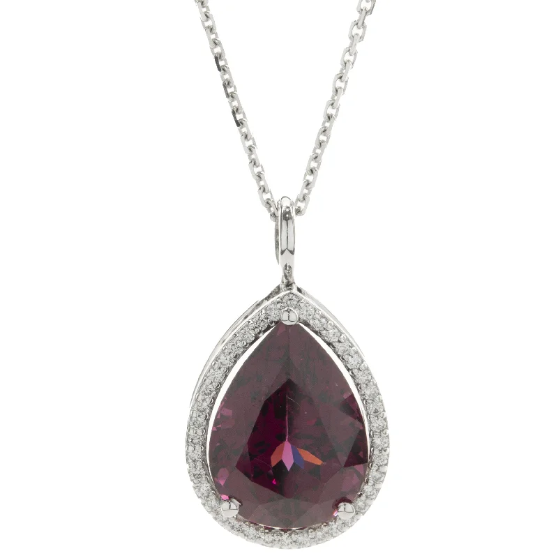 personalized coordinates ring custom 14 Karat White Gold Pyrope Garnet and Diamond Necklace