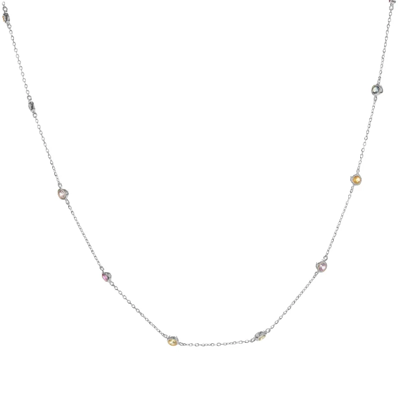 real opal engagement ring 14 Karat White Gold Rainbow Sapphires By The Yard Necklace