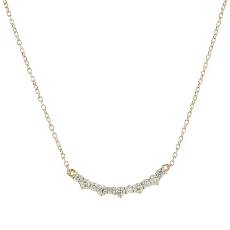 hypoallergenic earrings for sensitive ears 14 Karat Yellow Gold Alternating Diamond Smile Necklace