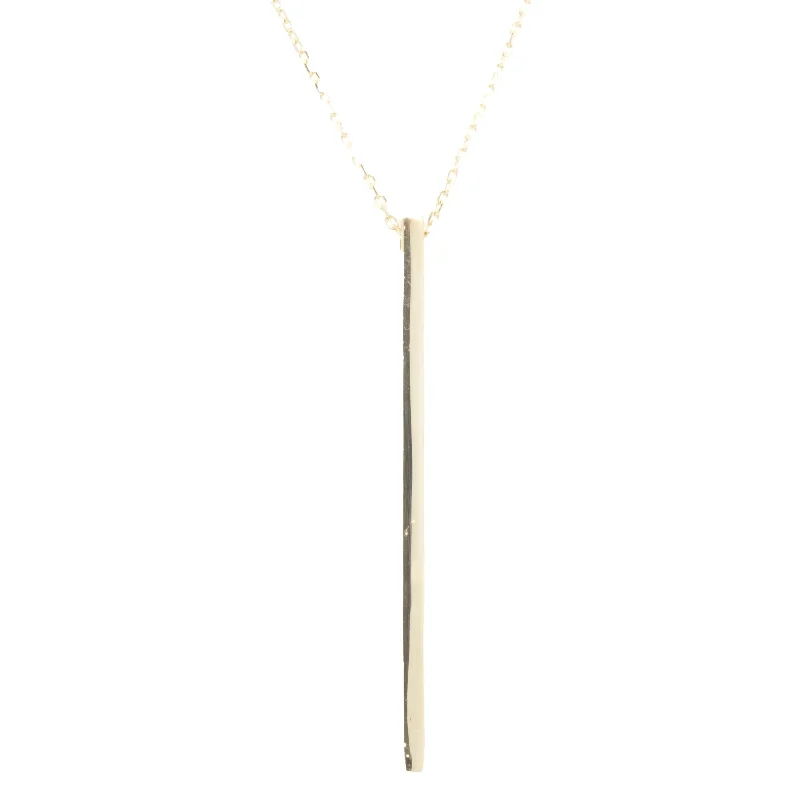 minimalist disc pendant necklace 14 Karat Yellow Gold Bar Drop Necklace