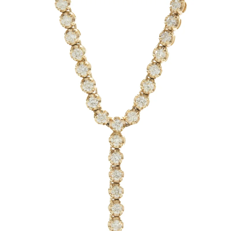 rose gold initial pendant necklace 14 Karat Yellow Gold Diamond Inline Lariat Necklace