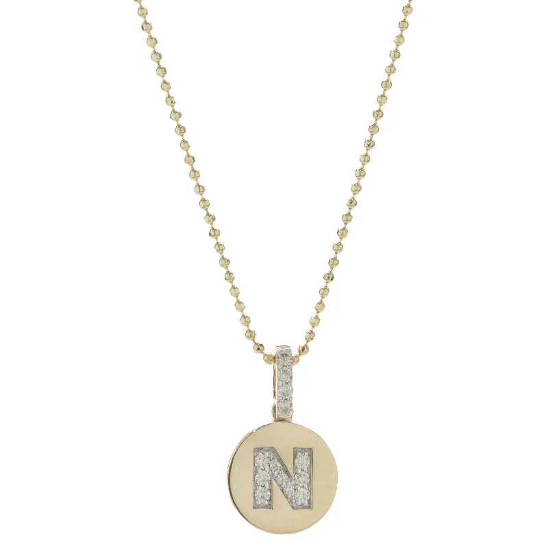 unique diamond stud earrings 14 Karat Yellow Gold Diamond “N” Necklace