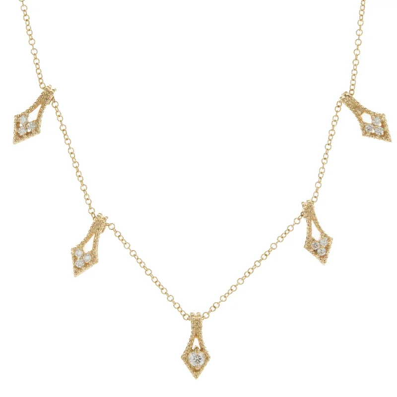 handmade macrame bracelet for men 14 Karat Yellow Gold Pave Diamond Arrow Drop Necklace