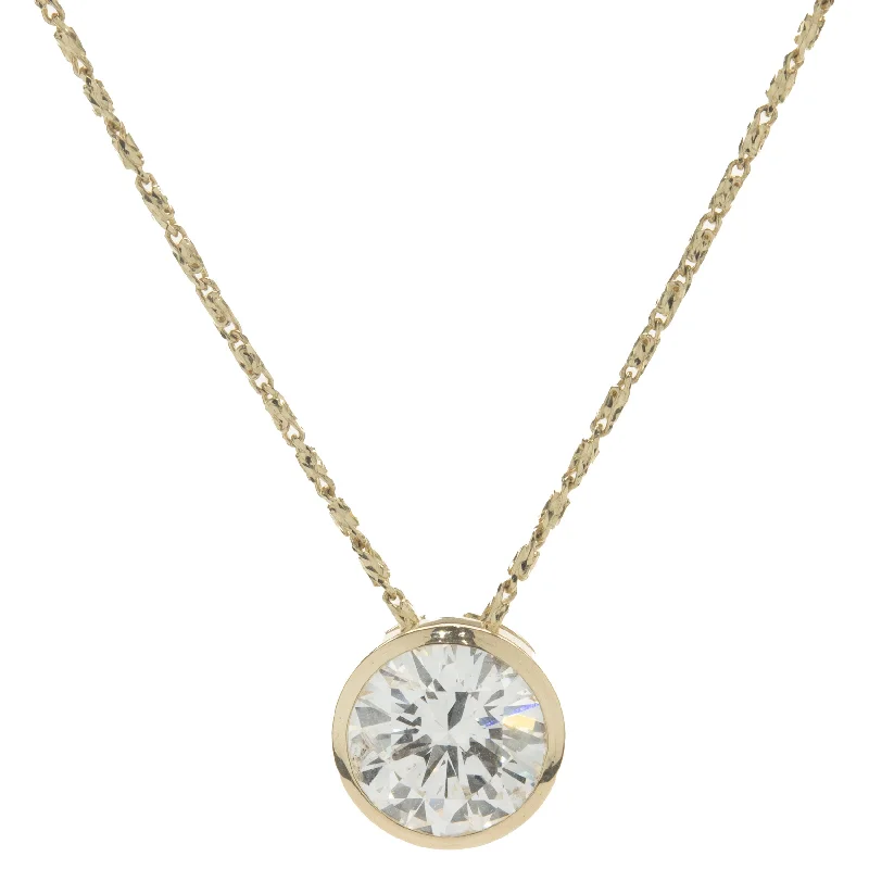 diamond wedding band for women 14 Karat Yellow Gold Round Brilliant Cut Diamond Solitaire Necklace