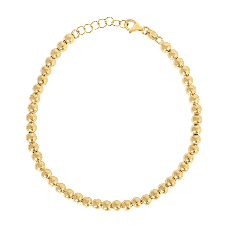 celestial sun charm anklet 14K Gold 4mm Ball Bead Bracelet