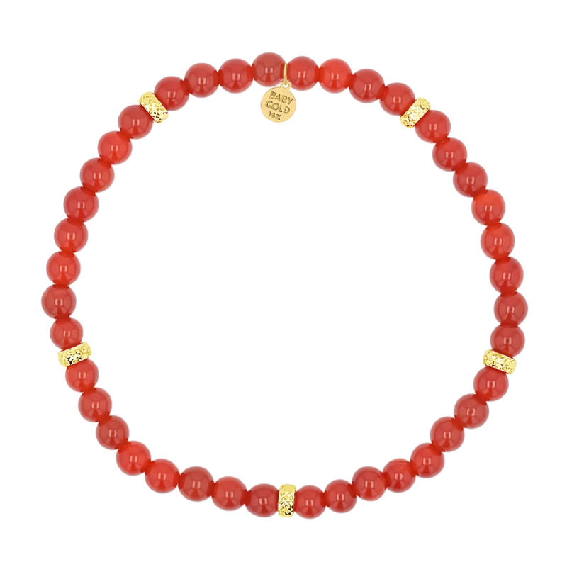 dainty gold chain ring Carnelian Bead Bracelet