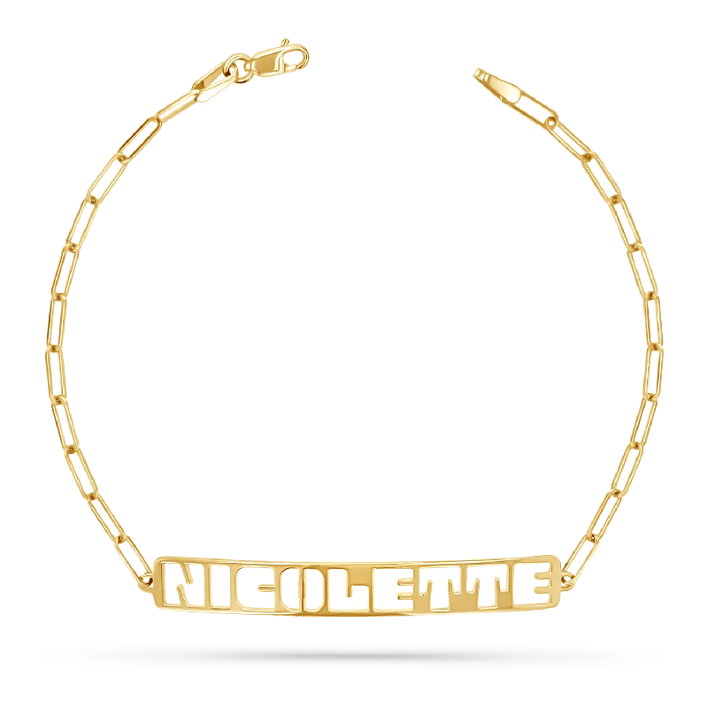 unique diamond stud earrings Customizable Cut-Out Name Bracelet
