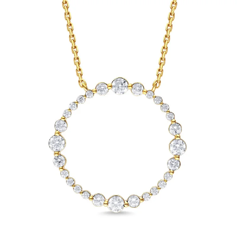 wedding anniversary diamond ring 14k Gold Diamond Circle Pendant Necklace