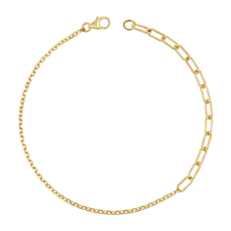 personalized couples ring engraved Diamond Cut Rolo & Paper Clip Chain Bracelet