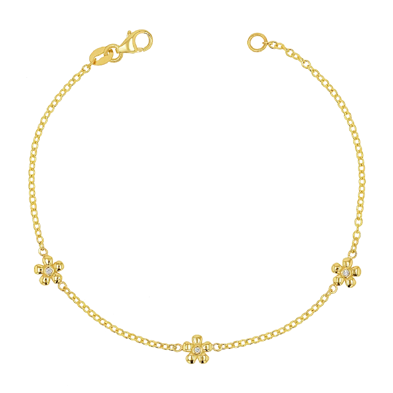 unique diamond eternity band Diamond Flower Chain Bracelet