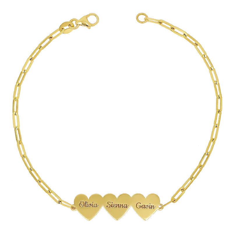 bold Cuban link bracelet men Engravable Multi Heart Paper Clip Bracelet