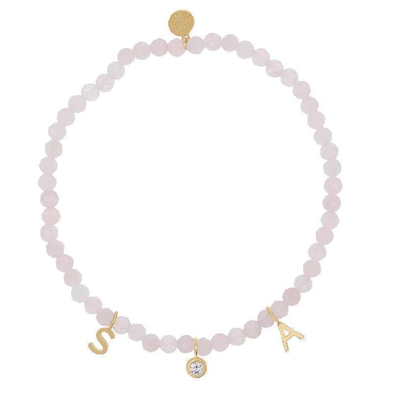black onyx men’s signet ring Rose Quartz & Custom Charm Bracelet