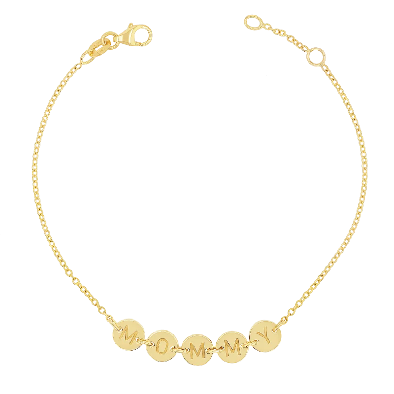 personalized engraved locket Round Bubble Name Bracelet