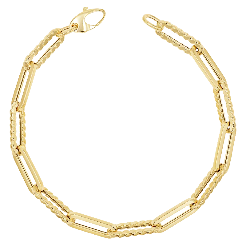 gold daisy stud earrings 14K Twist Link Paper Clip Chain Bracelet