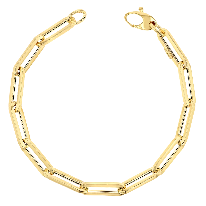personalized hand-stamped bar ring 14K Grand Paper Clip Chain Bracelet