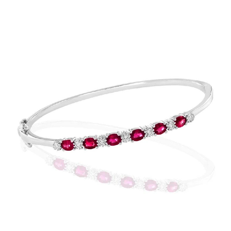 handmade leather cuff bracelet 14k Ruby and Diamond Bangle Bracelet