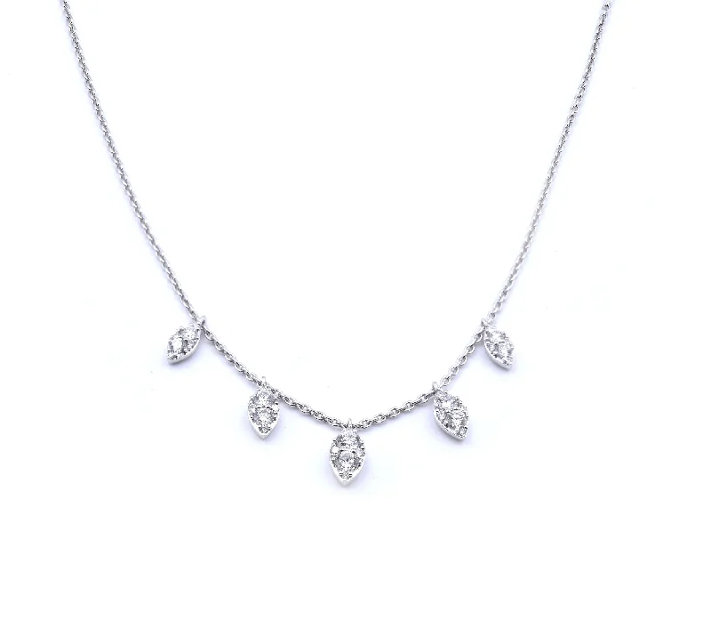 vintage filigree locket necklace 14k White Gold Diamond Dangle Necklace