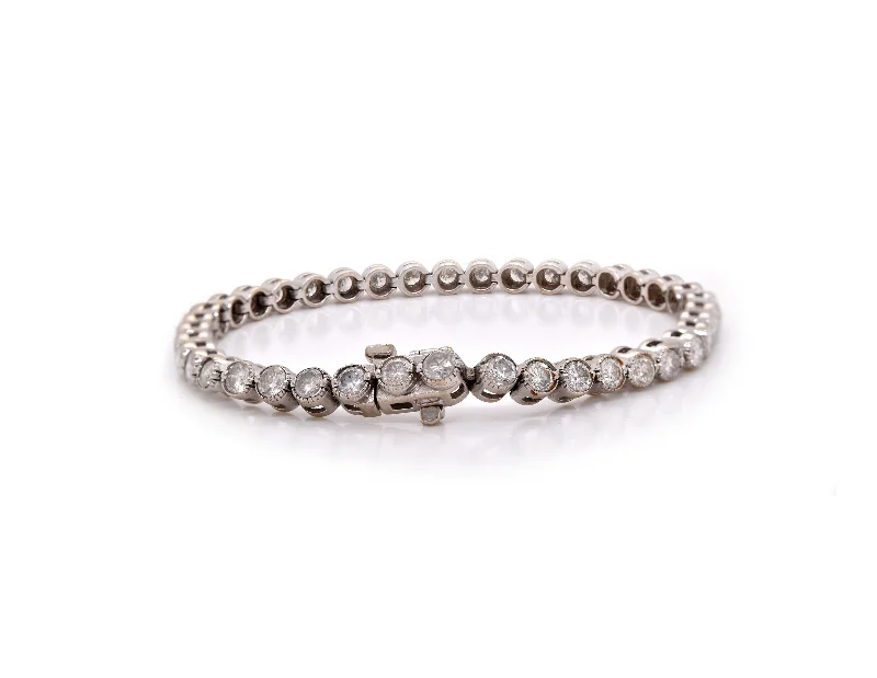bold statement ring chunky 14k White Gold Diamond Tennis Bracelet