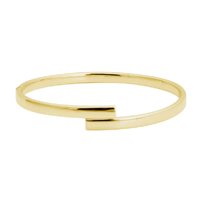 handmade ceramic bead bracelet 14k Yellow Gold Bypass Bangle