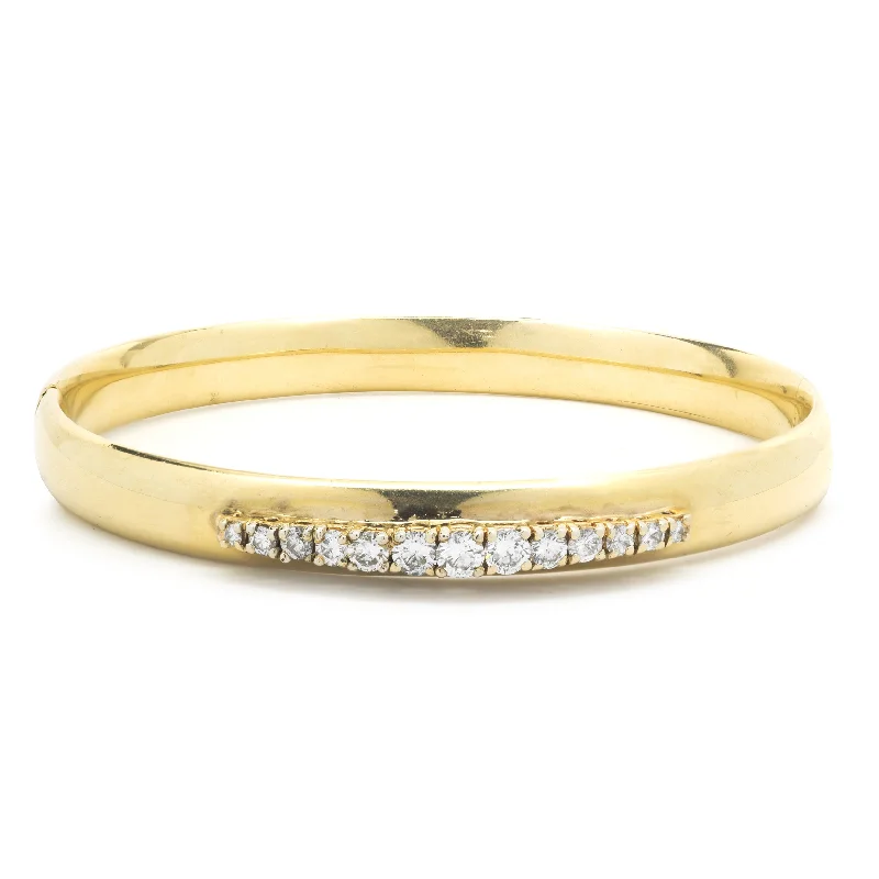 personalized couple rings 14k Yellow Gold Diamond Bangle Bracelet