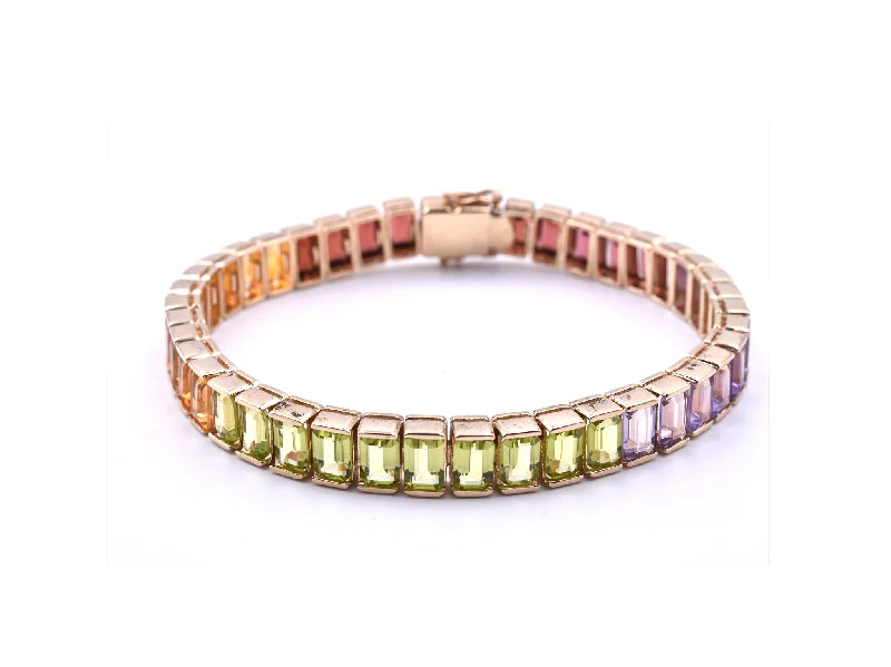 handcrafted sterling silver necklace 14k Yellow Gold Rainbow Multi Gemstone Tennis Bracelet handcrafted sterling silver necklace 14k Yellow Gold Rainbow Multi Gemstone Tennis Bracelet
