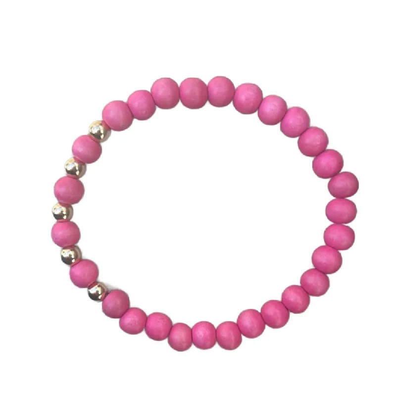 men’s black onyx bracelet Kenley 14kt Gold Filled Bubblegum Pink Wood 6mm Bracelet