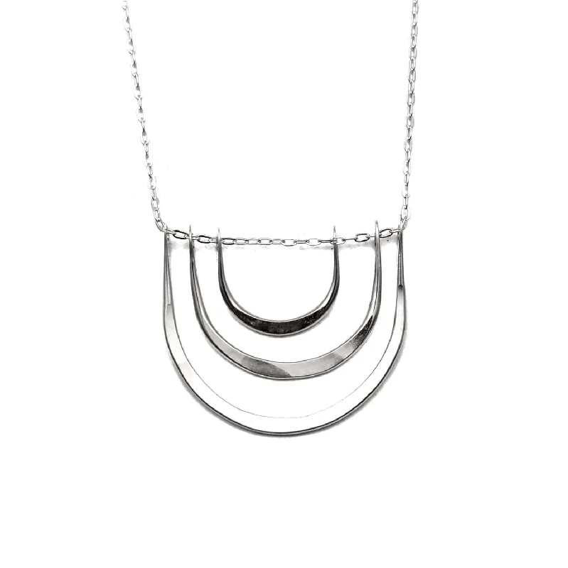 handmade beaded stretch bracelet Triple Arc Necklace Silver