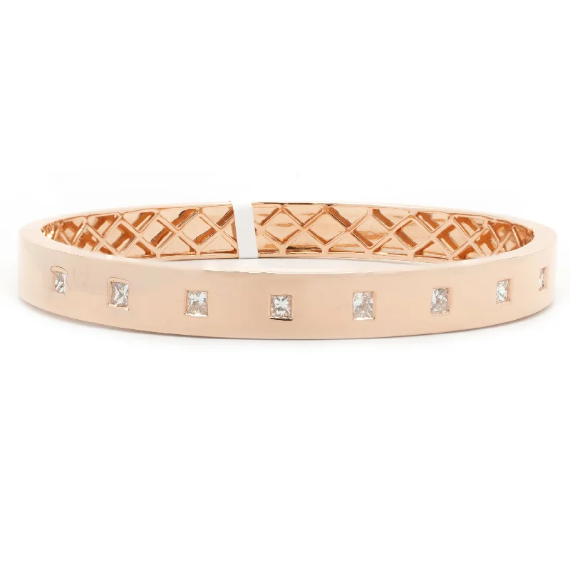 leather cuff bracelet men 18 Karat Rose Gold Princess Cut Diamond Station Bangle Bracelet leather cuff bracelet men 18 Karat Rose Gold Princess Cut Diamond Station Bangle Bracelet