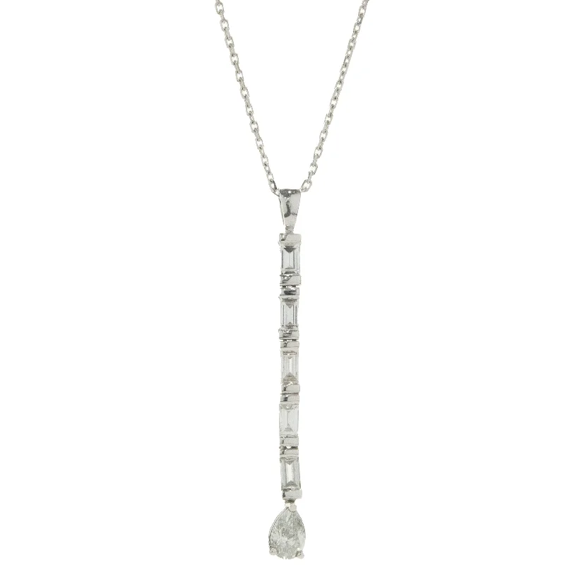 real peridot charm bracelet 18 Karat White Gold Baguette and Pear Drop Diamond Necklace