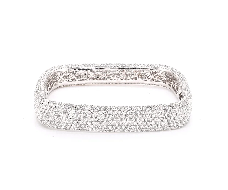 emerald cut diamond wedding ring 18 Karat White Gold Pave Diamond Square Bangle Bracelet emerald cut diamond wedding ring 18 Karat White Gold Pave Diamond Square Bangle Bracelet