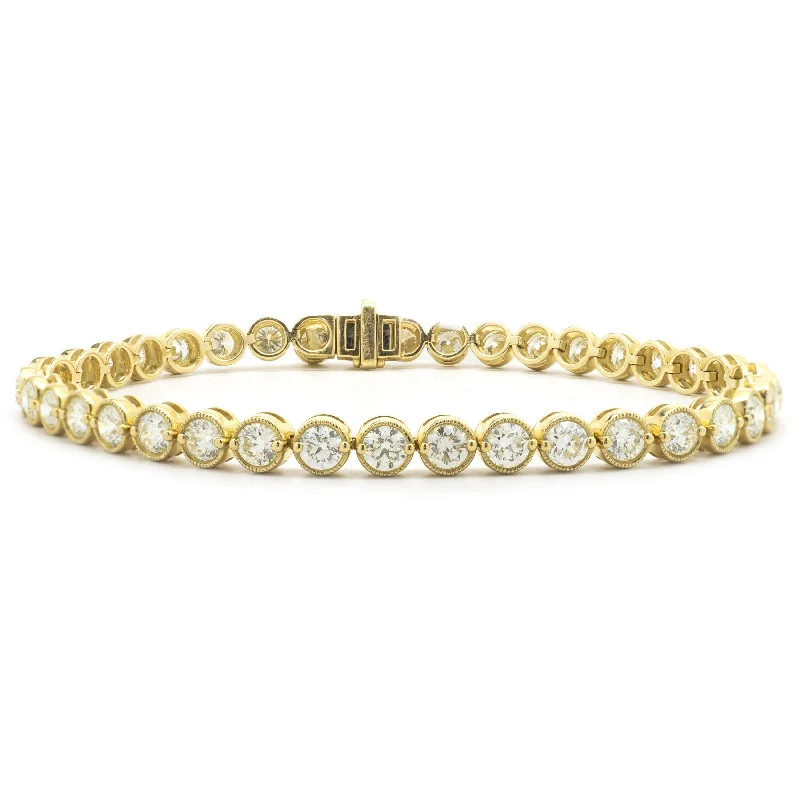 adjustable toe ring silver 18 Karat Yellow Gold Bezel Set Diamond Tennis Bracelet
