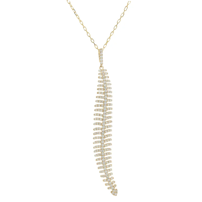minimalist moonstone bracelet 18 Karat Yellow Gold Pave Diamond Feather Drop Necklace