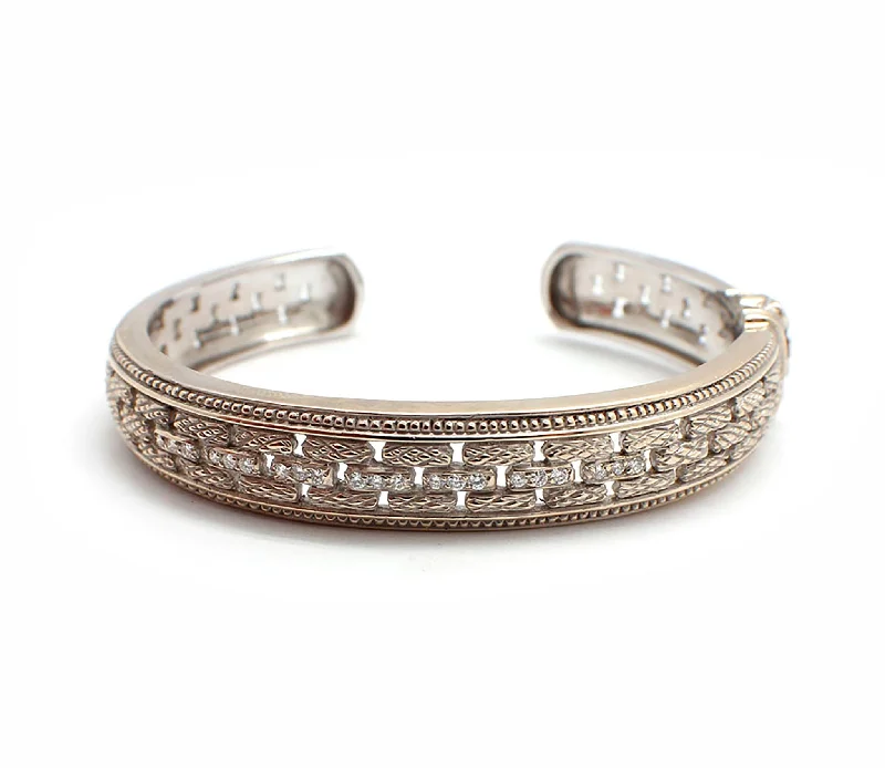 handmade braided leather necklace 18k White Gold Judith Ripka Diamond Hinged Bangle Bracelet handmade braided leather necklace 18k White Gold Judith Ripka Diamond Hinged Bangle Bracelet