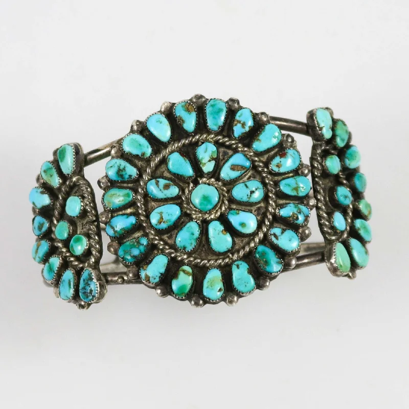 vintage diamond brooch pin 1940s Turquoise Cluster Cuff