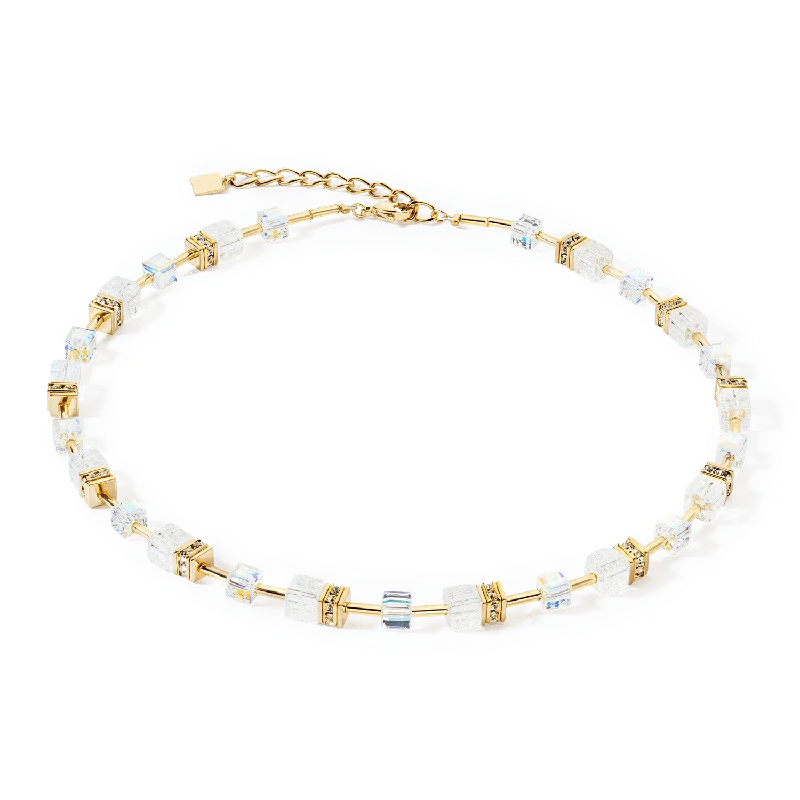 solid gold disc charm bracelet White GeoCube Iconic Necklace