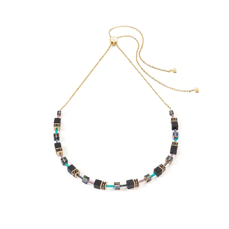 simple snake chain necklace Multicolor GeoCube Chain Necklace